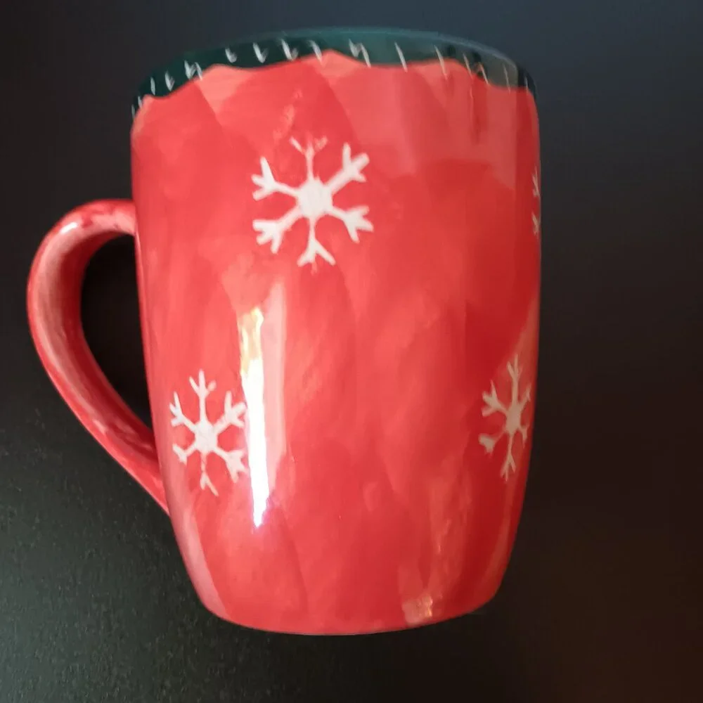 Studio 33 Hand Painted 24 OZ Christmas Tree / Snowflakes Mug